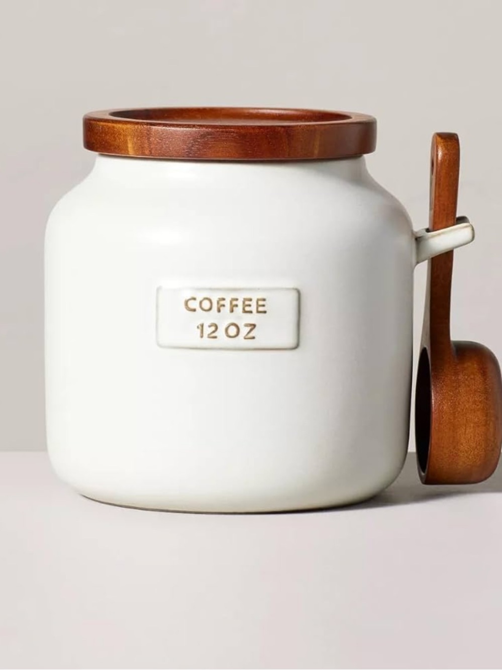 Hearth & Hand Magnolia Cream Ceramic Coffee Canister with Wooden Lid & Spoon